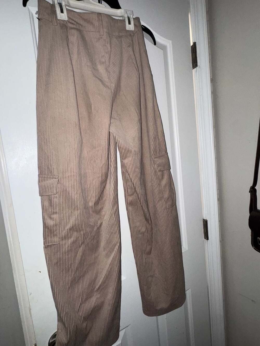 Shein Corduroy Cargo Pants Size XS Brown Wide Leg Pocket Trousers